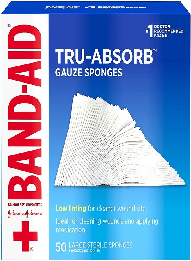 Johnson & Johnson BAND-AID® Brand TRU-ABSORB™ Gauze Sponges 4X4IN, 50 Count - Image 1